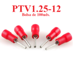 Terminal Punta Solida Preaislado Pin Rojo 0.5~1.5mm², PTV1.25-12 TOSUN