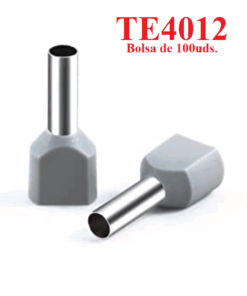 Terminal Punta Tubular Pin Preaislado de 100 uds. Gris 2x4mm², TE4012
