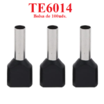 Terminal Punta Tubular Pin Preaislado de 100 uds. Negro 2x6mm², TE6014