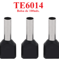Terminal Punta Tubular Pin Preaislado de 100 uds. Negro 2x6mm², TE6014