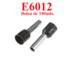 Terminal Punta Tubular Pin Preaislado de 100 uds. Negro 6.3mm², E6012