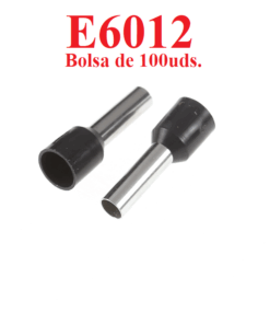 Terminal Punta Tubular Pin Preaislado de 100 uds. Negro 6.3mm², E6012