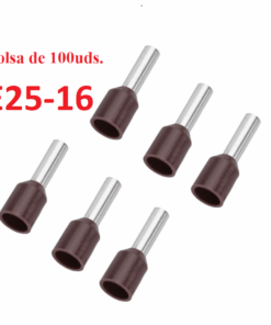 Terminal Punta Tubular Pin Preaislado de 100 uds. Cafe 25mm², E25-16