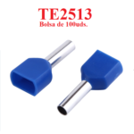 Terminal Punta Tubular Pin Preaislado de 100 uds. Azul 2x2.5mm², TE2513