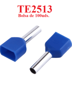 Terminal Punta Tubular Pin Preaislado de 100 uds. Azul 2x2.5mm², TE2513