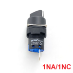 Interruptor Tipo Selector de Perilla 16mm, 1NA~1NC y 2 Posiciones Fijas, BEM-LA16-11X2-Y-BLACK