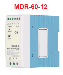 Fuente de Alimentacion Conmutada Tipo Riel con Entrada AC220V, Salida 12VDC, 5A, MDR-60-12