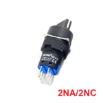 Interruptor Tipo Selector de Perilla 16mm, 2NA~2NC y 3 Posiciones Fijas, BEM-LA16-22X3-Y-BLACK