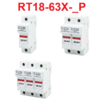 Base de Portafusibles de Montaje en Riel DIN con Luz LED 63A, RT18-63X-_P