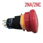 Boton de Parada de Emergencia de Cabeza Grande 16mm, 2NA~2NC, BEM-LA16-22ZS-DT-RED