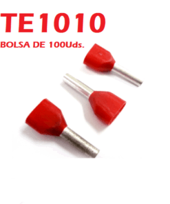 Terminal Punta Tubular Pin Preaislado Rojo de 2X1.5MM2, TE1010