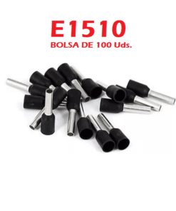 Terminal Punta Tubular Pin Preaislado Negro de 1.5MM2, E1510
