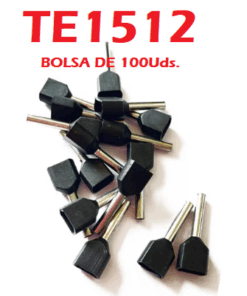 Terminal Punta Tubular Pin Preaislado Negro de 2X1.5MM2, TE1512