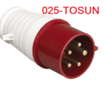 Enchufe Clavija Macho Trifasico Rojo TOSUN 5x32A 415V, 025-TOSUN