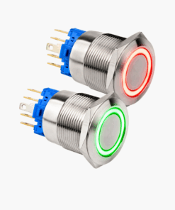 Pulsador Interruptor Con Autoenclave Metálico De 22mm Con Anillo Iluminado 220V IP67