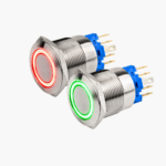 Pulsador Metálico De 22mm Con Anillo Iluminado 220V IP67